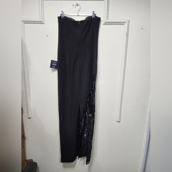 Lulus Irresistible Attitude Black Strapless Lace Column Maxi Dress L Wedding - Picture 9 of 11